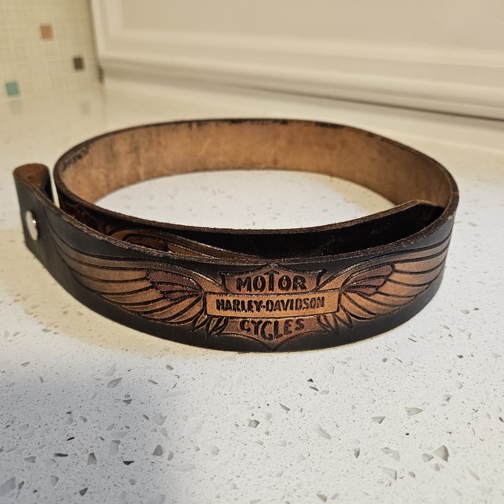 Leather harley belt no buckle 30 to 34 inch waist
